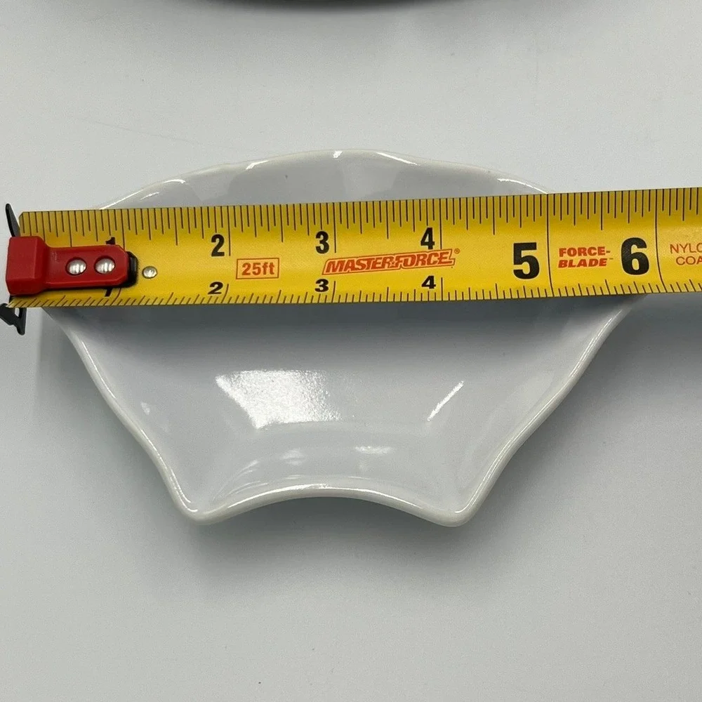 Anchor Hocking Ceramic Dip Platter Serving Set White Very Good 7pc